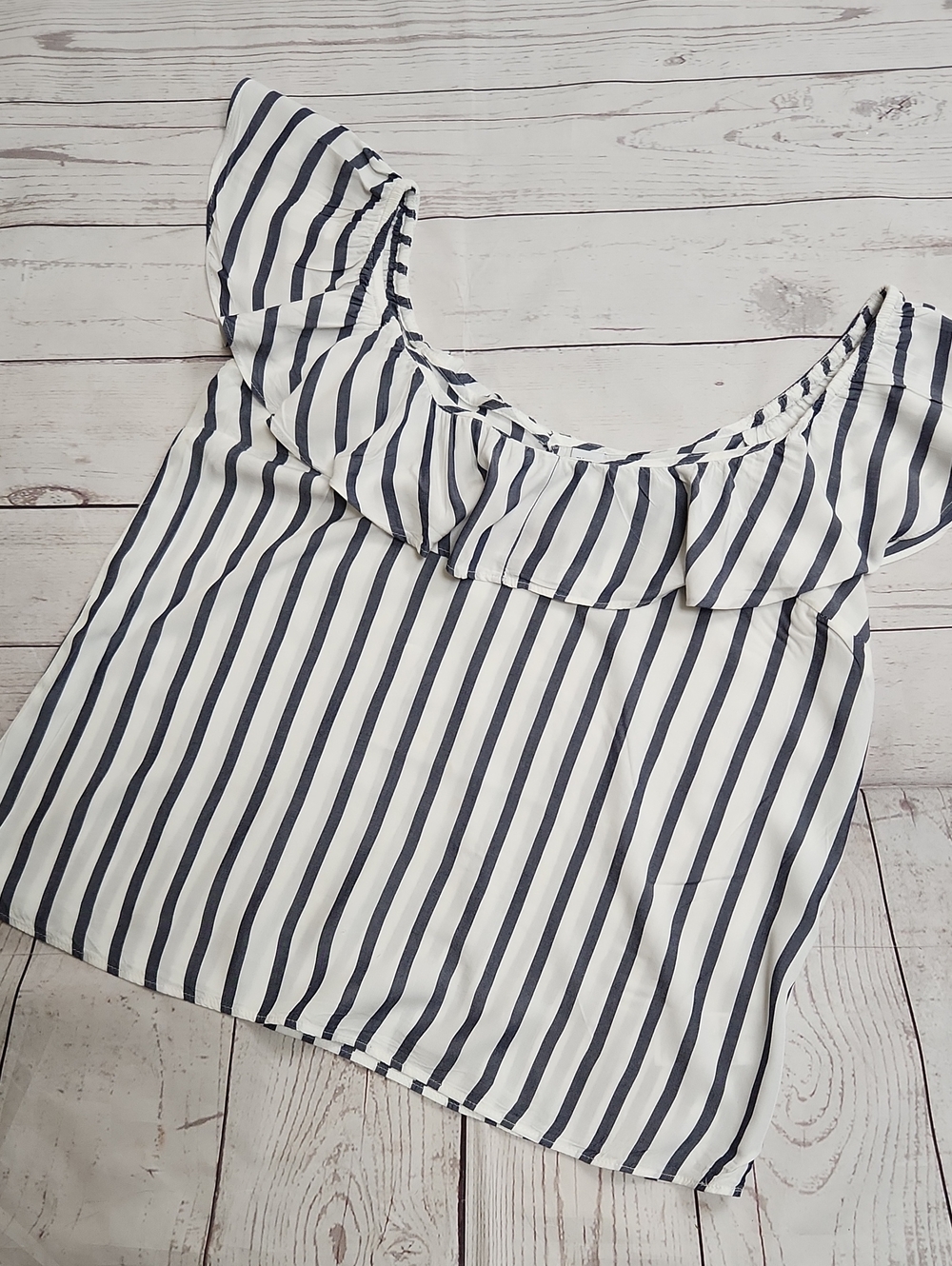Old Navy Navy & White Striped Ruffle Camisole